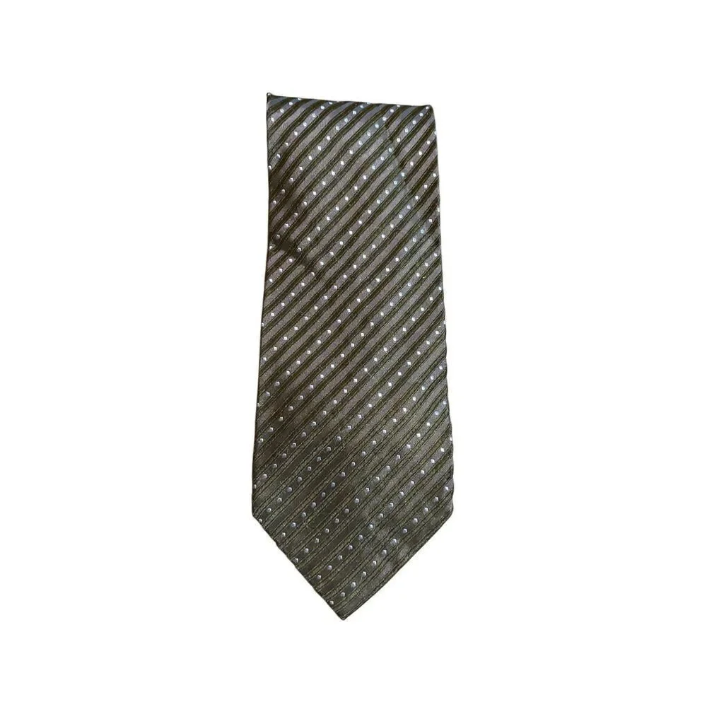 Valerio Gasati men’s vintage blue and black polkadot, silk tie 57